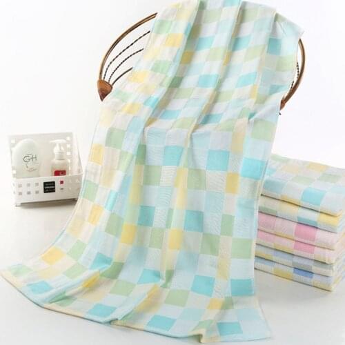Baby Bath Towel New Born Soft Swaddle Double Gauze Plaid Stroller Sunshade Blanket Four Seasons Cotton Diapers For Children AB55