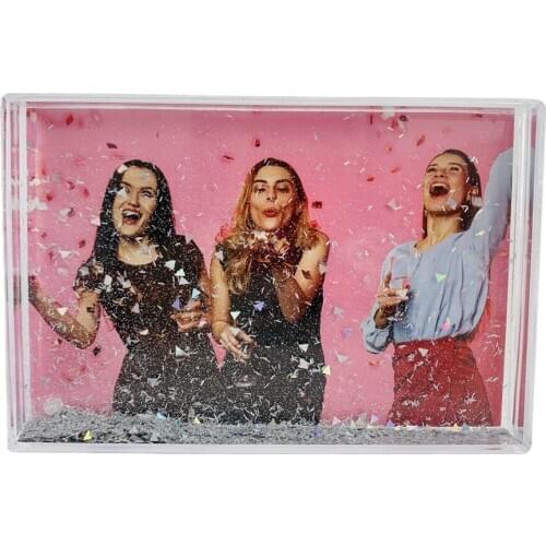 DIY 6" photo frame snow globe Desktop Plastic picture frame with water snow flakes flying decoration display wedding photo baby
