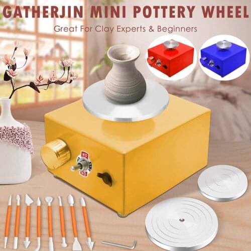 MINI Electric Pottery Wheel Forming Machine With 6.5+10CM Tray Sculpting Kit Ceramic Work Art Craft DIY Clay Tool Pottery Wheels