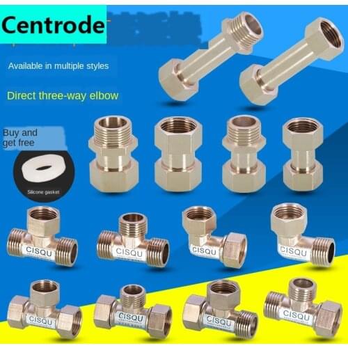 Pipe Fittings Copper Live Joint Tee Household Water Heater Water Pipe Gas Pipe 1/2 IN Inner Wire Outer Wire Tee Joint Fittings