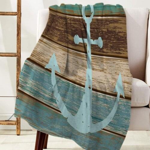 Flannel Fleece Bed Blanket Nautical Throw Blanket Lightweight Cozy Plush Blanket Livingroom Sofa Couch Anchor Rustic Wood Board