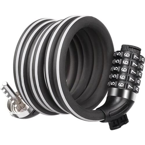 HOT Bike Lock 5Digit Code Combination Bicycle Lock Steel Reflective Bike Cable Lock 1.8M