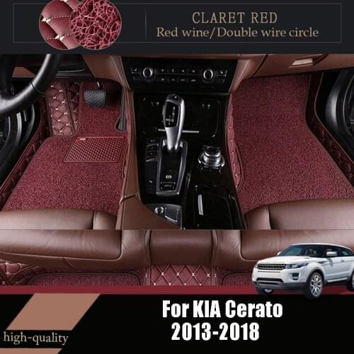 Carpets For KIA Cerato Forte YD 2018 2017 2016 2015 2014 2013 Car Floor Mats Double Layer Wire Loop Leather Auto Custom Interior