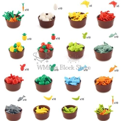 Scene Layout Round Pots With Fruits Real Object Simulation Early Education Hands-on Cognition Building Block Toys Chilidren