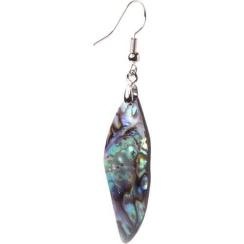 Fashion Lady Earrings Leaf Shape Pendant Abalone Shells Ear Ornaments Retro Ethnic Style Jewelry E56A