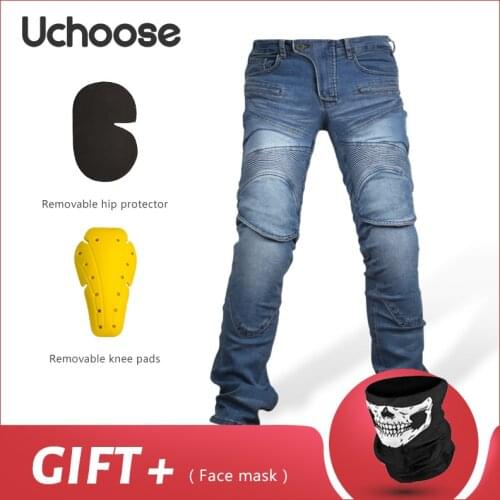 2021 Summer Men Adults Motorcycle Pants Jeans Protective Gear Riding Touring Black Light Blue Motorbike Trousers Motocross Jeans