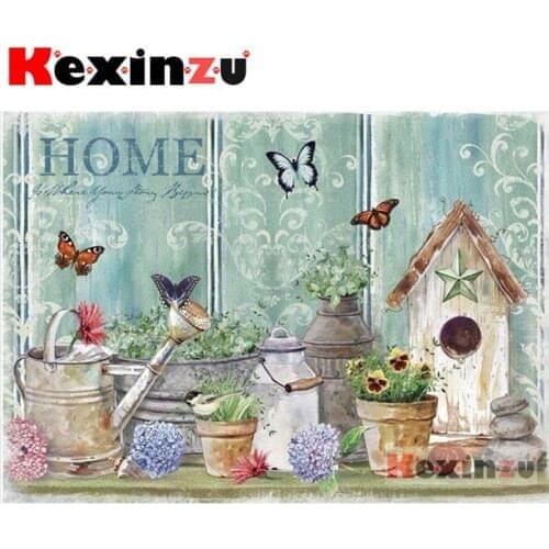 Kexinzu Full 5D DIY Square/Round Diamond Painting"Family butterfly"3D Embroidery Cross Stitch Mosaic diamondpainting Gift X0008