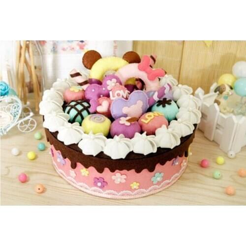 Cute DIY Sewing Set Felt Handwork Material Felt Diy Craft Sweet Birthday Cake Storage Box Felting Kit Non-woven Cloth Craft