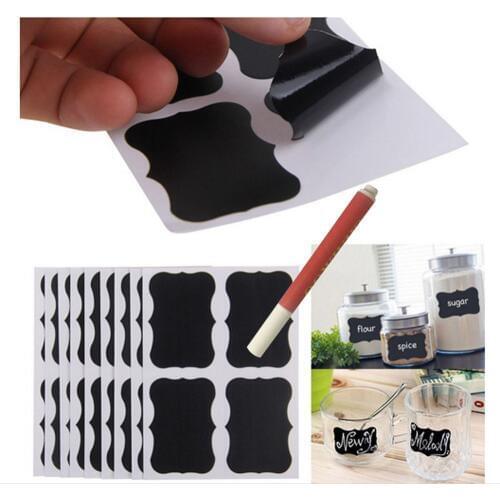 80pcs/lot Blackboard Sticker with 1 Liquid Chalk Marker Pantry Craft Jars Organizer Labels 50mm x 35mm Chalkboard Stickers