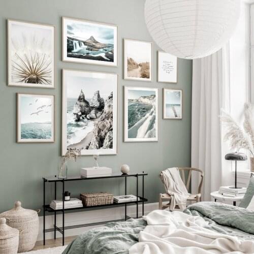 Nordic Poster Nature Landscape Canvas Painting Wall Art Mountain Lake Deer Print Decorative Pictures for Living Room Home Decor