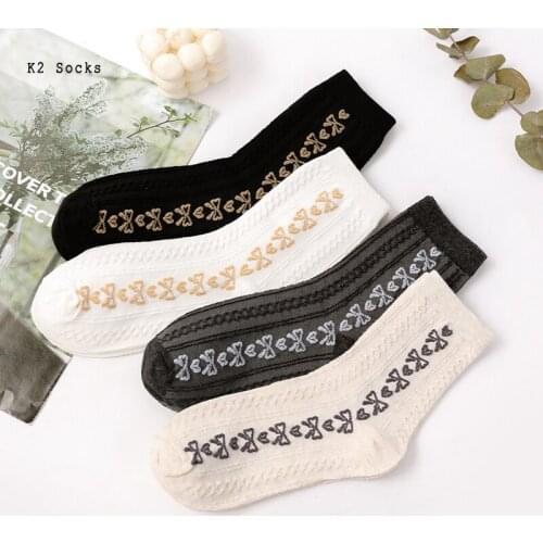 New Kawaii JK Bow Loose Bubble Sockingss Cotton Japanese Lolita Harajuku White Female Cute Soft Fashion Happy Girls Women Sock