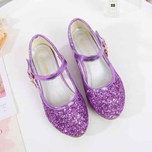 Girls High Heels For Kids Princess RED Leather Shoe Footwear Childrens Party Wedding Shoes Round Toe