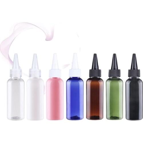 50ml plastic PET bottle transparent/black/white long nose lid for lotion/emulsion/toilet water/serum skin care cosmetic
