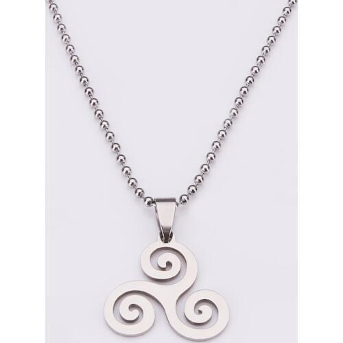 100% Stainless Steel Teen Wolf Necklaces Men Celtic Triple Spiral Druid Charm Necklace Women Triskele Charm Inspired Pendant