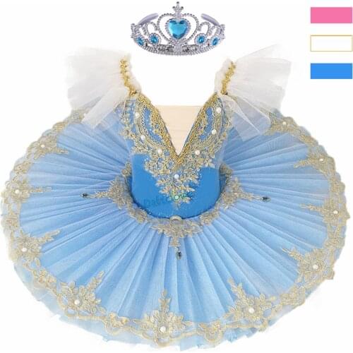 Professional Ballet Tutu Girls Blue Pink Platter Pancake Tutu Ballerina Party Dress Adult Women Child Kids Ballet Dance Costume