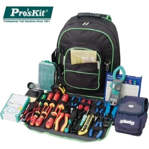 Proskit 9ST-307 Multipurpose Double Shoulders Tool Bag Electrician Toolkit Universal Travel Bag Big Storage Repair Backpack
