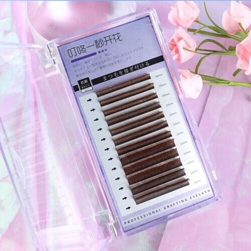 Caramel color Flat Ellipse Eyelashes Extensions split tips ellipse shaped natural light false ellipse eyelashes