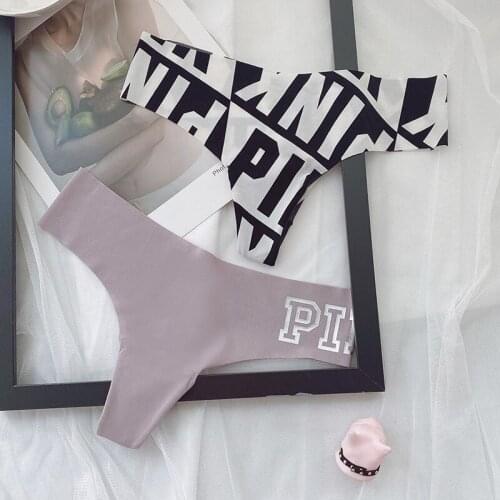 Sexy G-string Women Panties PINK Letter Thongs Girls Seamless Briefs Soft Heart Underwear Lingerie Low Waist Lady Erotic Thong