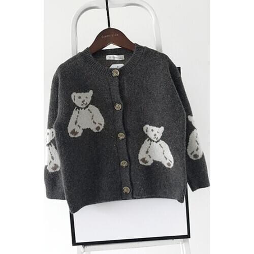 Baby boys and girls Cardigan sweater 2-11years autumn and winter Cartoon jacquard Koala Bear knitting outwear unisex clothing