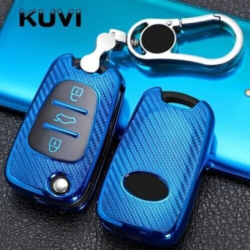 TPU Carbon Fiber Pattern Car Key Case For Kia Ceed Picanto Sportage For Hyundai I20 I30 Ix35 Car Accessories Remote Keychain Car
