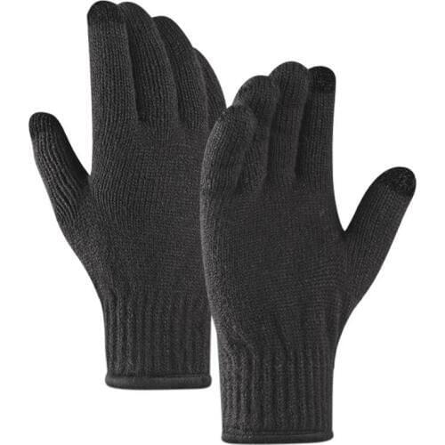Cycling Gloves Unisex Touch Screen Knit Waterproof Windproof Velvet Gloves Outdoor Hiking Camping