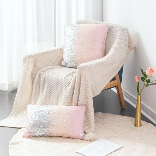 High Precision Sequins throw Pillow Cover Lumbar Pillowcase Pink meteor shower Cushion Cover Comfort Pillowcase Home Decorative