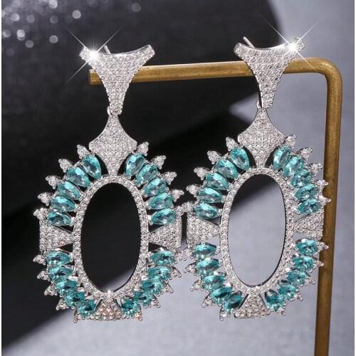 New Best-selling European and American Exaggerated Round Temperament Zircon earrings S925 Sterling Needle Earrings women