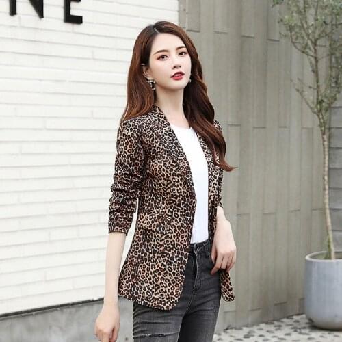 2021 leopard print small suit female spring and autumn literature and art retro suit mid-length fashion slim jacket