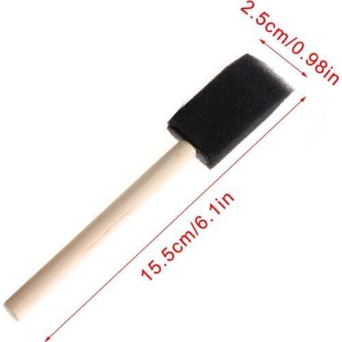 10Pcs Sponge Brush Wooden Handle Watercolor Oil Stain Art Craft Painting Drawing