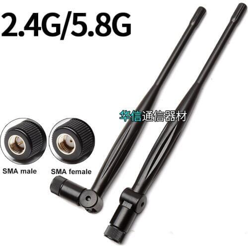 2pc 2.4Ghz 5G 5.8G Dual-band 5dbi high gain SMA male female connector Whip Aerial Antenna Omnidirectional Long Range Wifi router