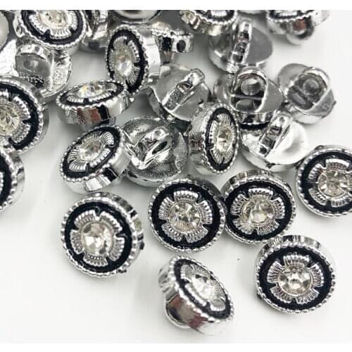 30/50/150PCS 13MM Silver New Plating Buttons With Rhinestones Shank DIY Apparel Sewing Accessories Shirt PH325