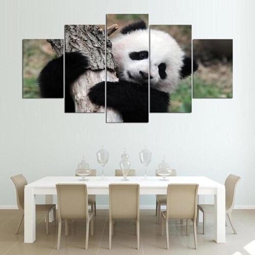 Unframed 5 Pieces Panda Animals Decorative Accessories Pictures Wall Art Home Decor Posters Canvas Paintings for Living Room