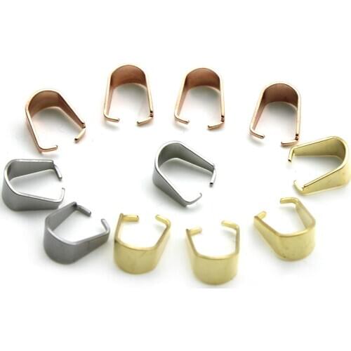 50pcs/lot Rose Gold Stainless steel Clasps Bails Charm Melon Seeds Buckle Pendant DIY Necklace Connectors Jewelry Findings