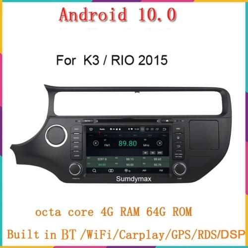 Two din 8" Android 10.0 Car Multimedia Player for Kia K3 RIO 2015 with octa core 4G 64G 1024*600 touch screen built in wifi
