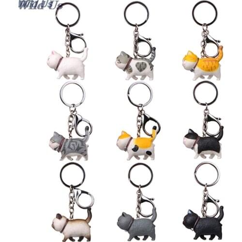 Fashion Cute Cartoon Cat Pendant Key Rings Kitten Cat Key Chain Shake Head Car Bag Keychains Creative Car Gift