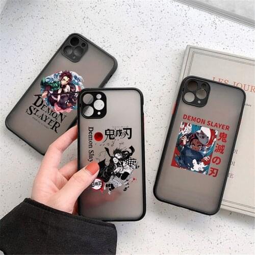 Anime Demon Slayer Phone Case For iPhone 12 11 Pro X XR XS 8 7 6Plus SE20 Kamado Nezuko Kimetsu No Yaiba Clear Hard Cover Fundas