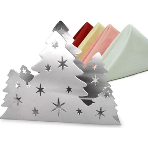 Stainless Steel Napkin Holder Tissue Stand Rack Paper Serviette Dispenser for Christmas Dining Table Kitchen Counter Decoration