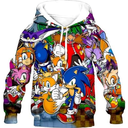Sonic cartoon kid 3D print Flannelet Children zipper coat Sweatshirt/Hooded//family clothing design dropshipping