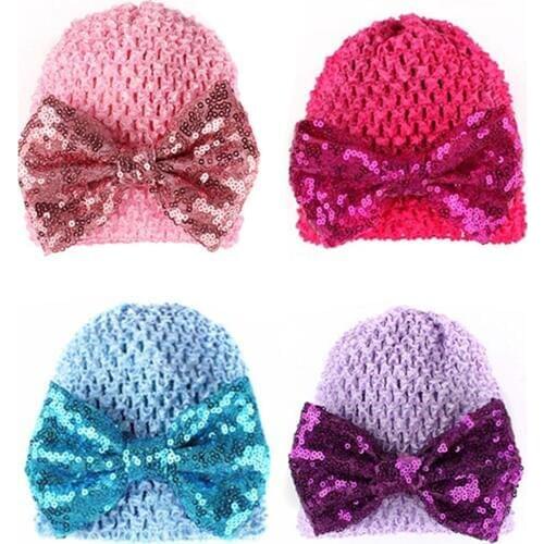 Children Soft Turban New Design Grid Bow Headband Solid Color Headwraps
