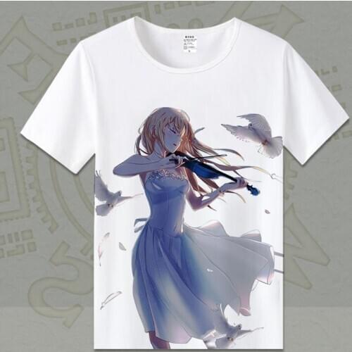 Your Lie in April Cosplay T Shirt Arima Kousei Miyazono Kaori Cartoon Print T-Shirt Top Tee Casual tshirt Halloween Costume