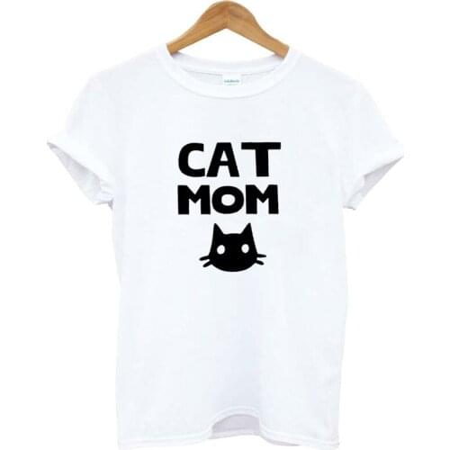 Harajuku Cat Cartoon Cute Short Sleeve Cat Mom Print T-shirt Female Summer Fashion Round Neck Casual T-shirt