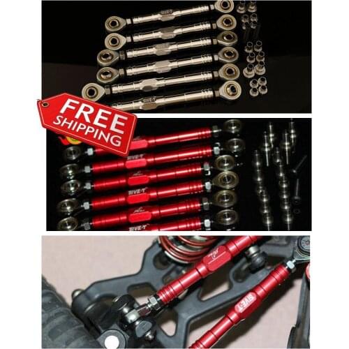 GTB Aluminum alloy upper + lower suspension tie rod + steering tie rod turnbuckle 6pc Losi 5ive-t Rovan LT 1/5 rc car