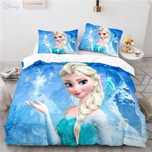 Disney 3d Bedding Set Frozen Bed Linen Cartoon Anna Elsa Duvet Cover Set Pillowcase Twin Full Queen King Comforter Cover Sets