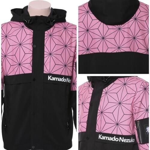 Anime Demon Slayer Kimetsu no Yaiba Kamado Nezuko Cosplay Costume Hood Coat Jacket Shirt Halloween Costumes Outfit