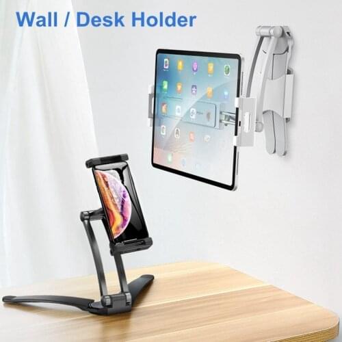 Multifunction Wall Desk Lazy Cell Phone Tablet Holder Stand 360 Adjustable Hanging On The Wall Live Broadcast Bracket Clamp