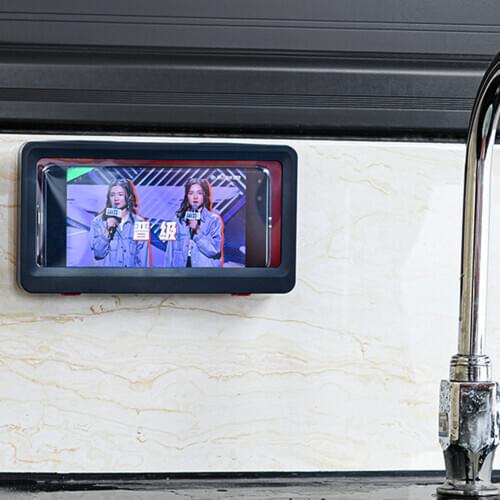 Bathroom Shower Phone Holder Wall Mounted Waterproof Mobile Phone Box Self-adhesive Holder Touch Screen Home Storage Shelf