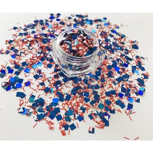 PrettyG 10g-200g American USA Flag Color Series Shape Mix Glitter Nail Art Decoration Tumbler Crafts Festival Accessories