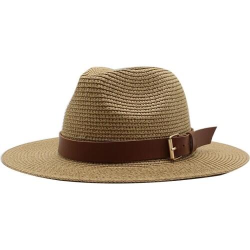 Summer sun hat womens hand-woven wide-brimmed straw hat outdoor beach hat travel hat fashion jazz top hat