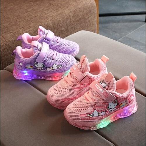 Disney Frozen Cute Children Casual Shoes Beautiful Infant Tennis Elegant Princess Girls Shoes With Lighted Kids Sneakers