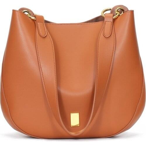 Bags Fashion womens handbags 2021 new Korean version of real cowhide womens bags, soft leather retro large-capacity bucket bag